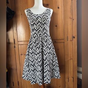 Anthropologie Maeve Black and White Zigzag Midi Dress